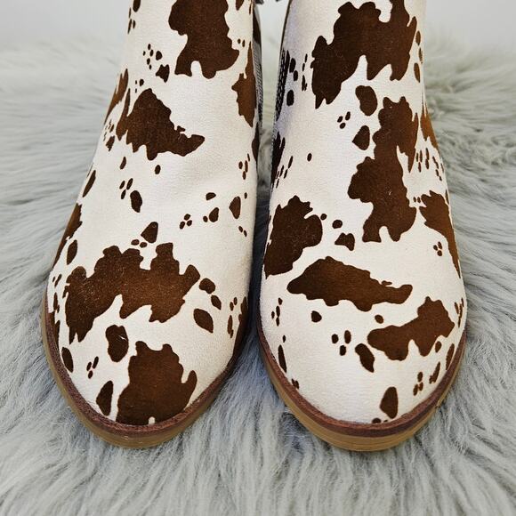 Altard State Cow Print Booties Brown White Western Ankle Boots Block Heel Sz 6.5 - Picture 8 of 14
